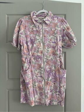 Skies Are Blue Lavender and Mint Floral Zip Jacket